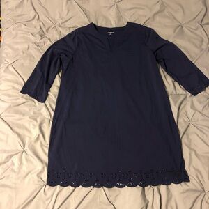 Land’s End navy blue scalloped swimsuit cover up sz XL 16-18 EUC